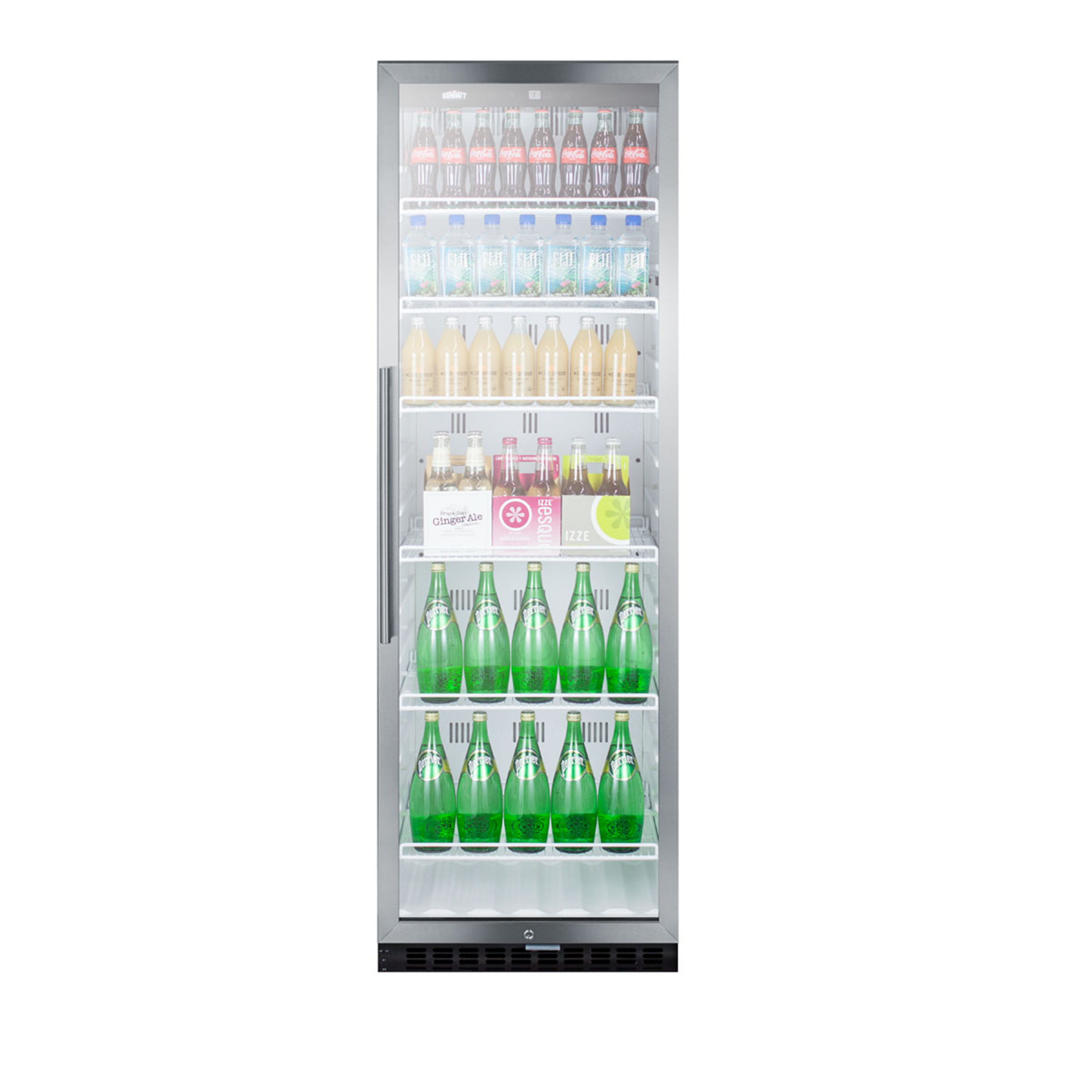 Commercial beverage merchandiser designed for the display and refrigeration of beverages and sealed food, with 12.6 cu.ft. capacity, digital thermostat and self-closing door; replaces SCR1400